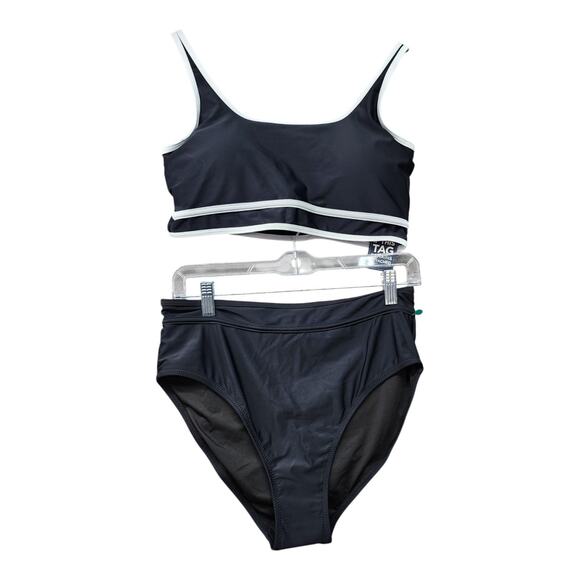 Bmjl Other - NWT BMJL Bikini Set L Black High Waisted 2 Piece Bandeau Swimsuit Beach Sporty